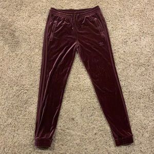 Maroon Velour Adidas Sweatpants Joggers SZ M